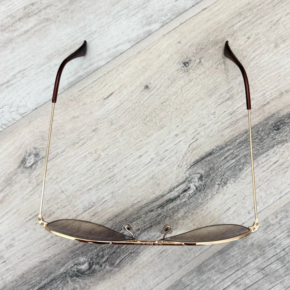 Ray-Ban Gold Gradient Brown Aviator Unisex Sunglasses 58MM